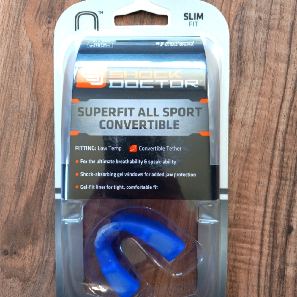 NEW shock doctor superfit all sport royal blue mouth guard youth (10-)